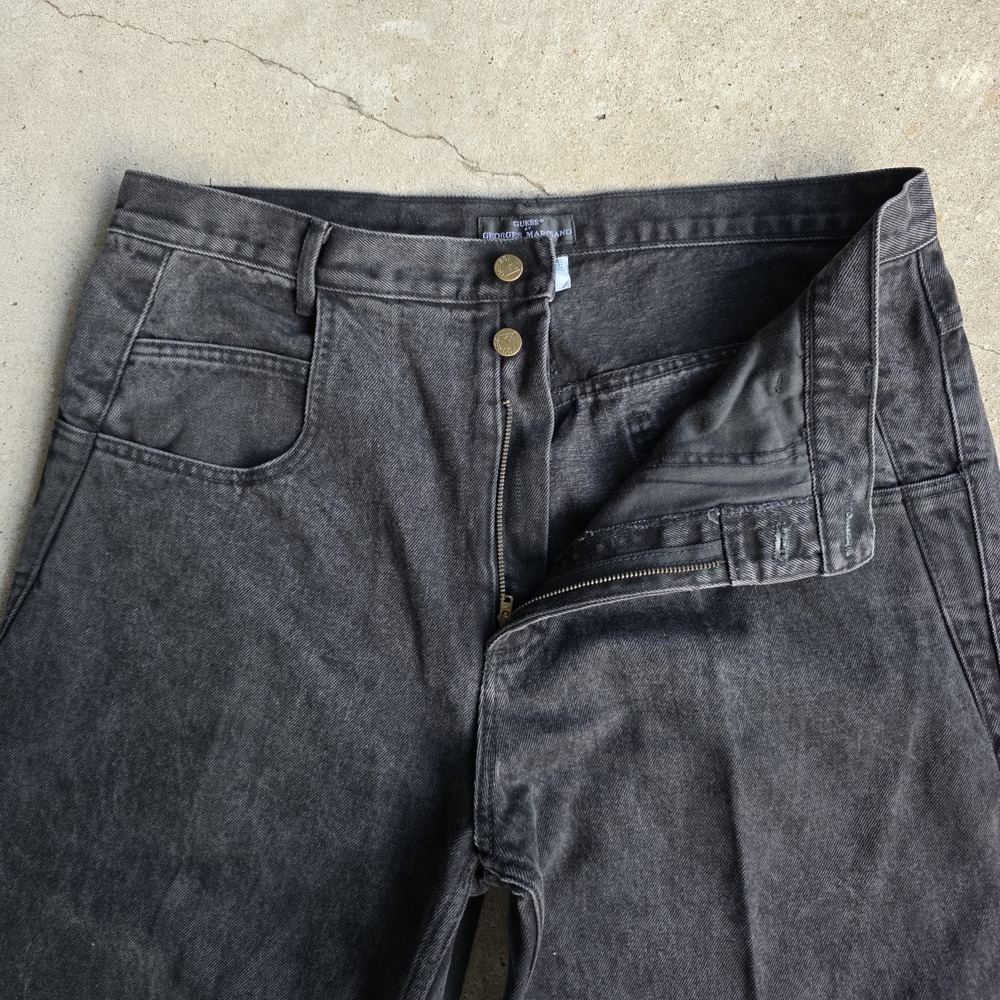 Vintage GUESS Pascal 075 Jeans Sz 40 Black USA High Waisted Tapered 90s Baggy - Picture 6 of 11